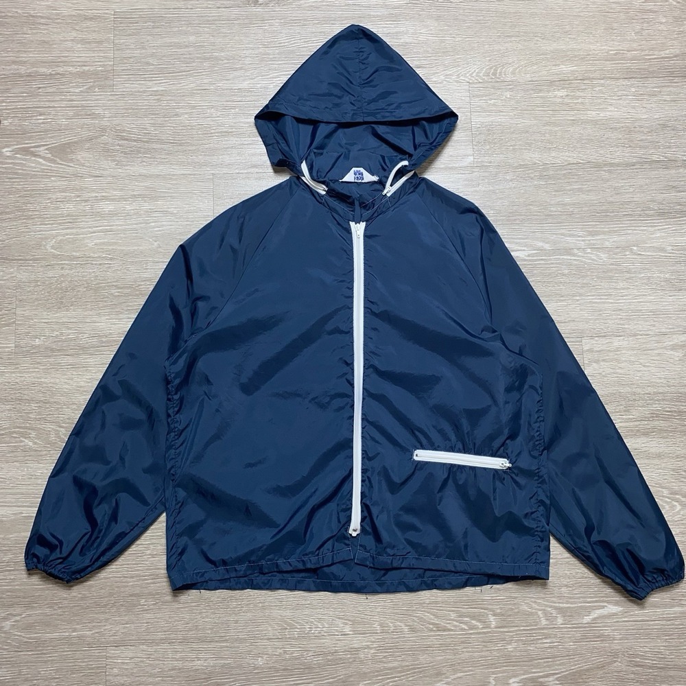 Vintage 60s Surfer Windbreaker Jacket Men's L Blue Sportswear Lightweight 50s